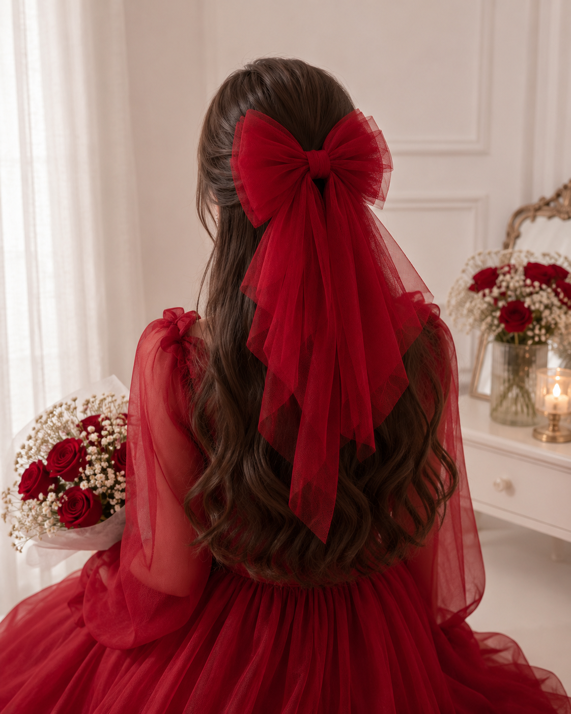 Premium Tulle Hair Bow for Girls & Women