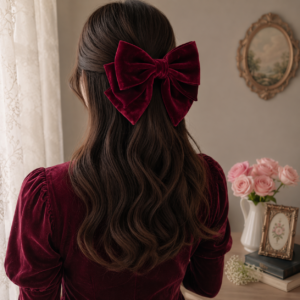 Large 3 Layer Velvet Hair Bow Clip for Women & Girls