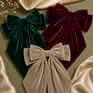 Luxury Velvet Long Tail Hair Bow Clip for Women & Girls