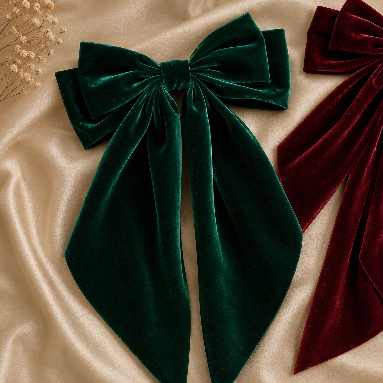 Luxury Velvet Long Tail Hair Bow Clip for Women & Girls - Image 3