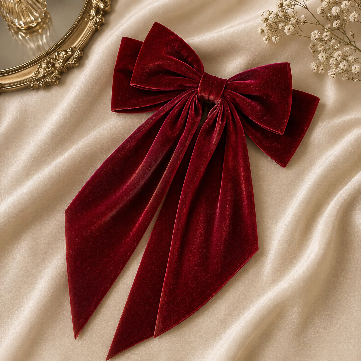 Luxury Velvet Long Tail Hair Bow Clip for Women & Girls - Image 4