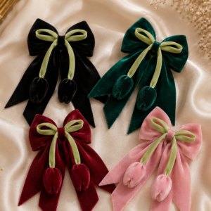 Luxury Velvet Tulip Hair Bow Clip