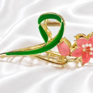Pink Floral Hair Claw Clip
