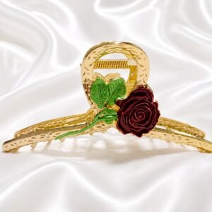 Burgundy Rose Hair Claw Clip for Girls