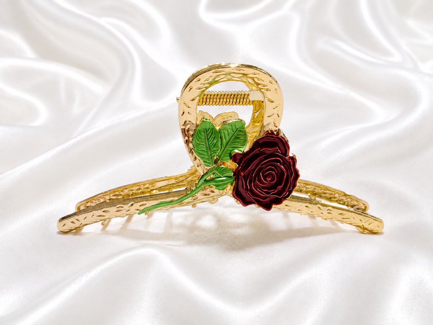 Rose Metal Hair Claw Clip 1 Burgundy Rose Hair Claw Clip for Girls