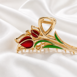 Gold Flower Hair Claw Clip for Girls