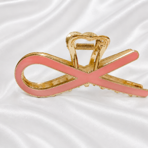 Pink Bow Metal Hair Claw Clip