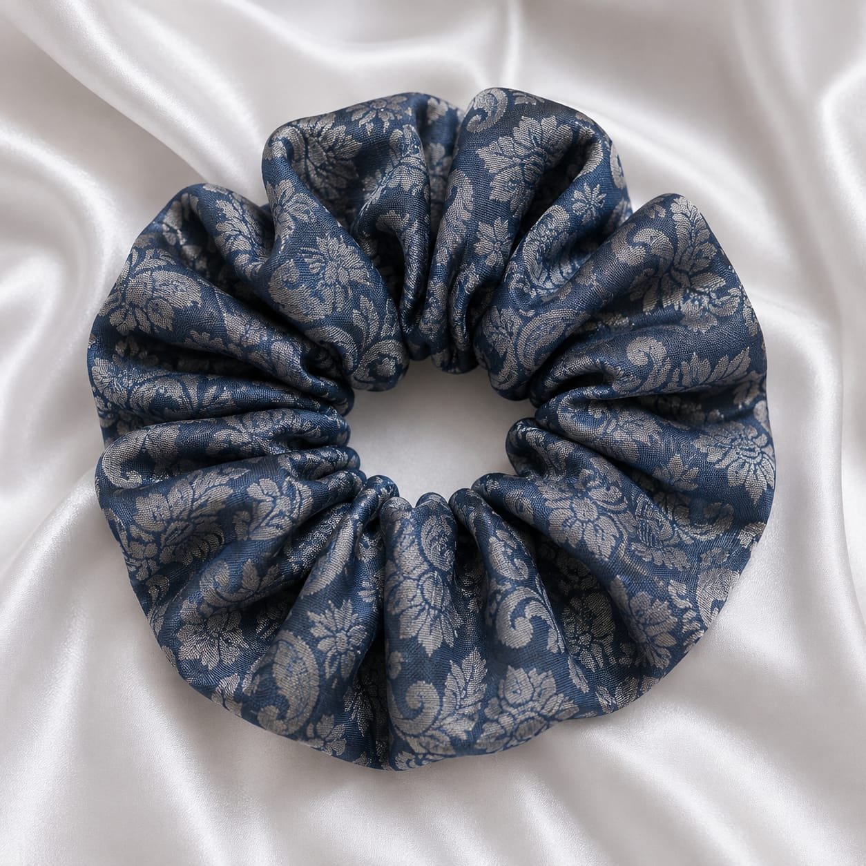 Floral Jacquard Fabric Scrunchie 2 Floral Jacquard Fabric Scrunchie - Image 2