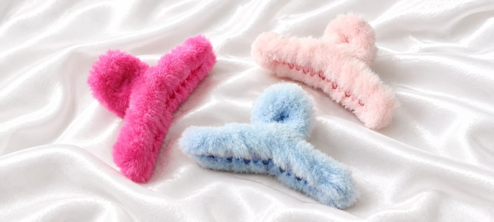 Three soft furry claw clips from HairFindy