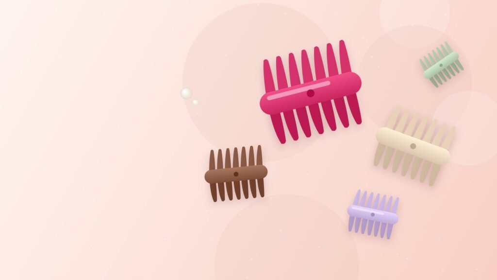 Claw Clips: Complete Guide to Types, Sizes and How to Use Them 3 Illustration of claw clips in different sizes and colours